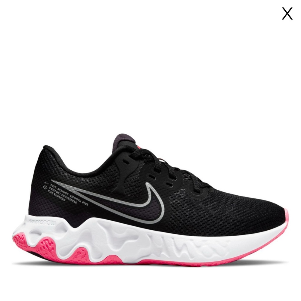 Nike Black and Pink Athletic Shoes with Geometric Design